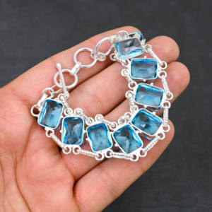 สร้อยคอพลอยโทแพซทำมือทำด้วยมือทำจาก925เงินได้รับการรับรอง IGI สร้อยข้อมือสไตล์งานแต่งงานสุดหรูจากห้องทดลอง - Product Image 3