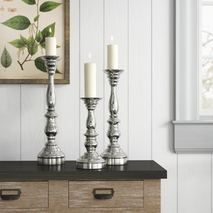 เชิงเทียนแบบแท่งอลูมิเนียมชุบเงินสำหรับตกแต่งโต๊ะในบ้านและคริสต์มาส - Product Image 5