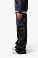 Veste en cuir de vachette de qualité supérieure, toile imperméable, noire, hiver, unisexe, coupe décontractée avec jambes larges et poches surdimensionnées
