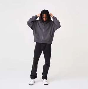 Sweat à capuche à fermeture éclair intégrale surdimensionné pour homme 100% coton-doux pour la superposition hivernale ou les aventures en plein air - Product Image 2