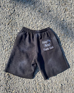 Ropa deportiva de algodón para correr, pantalones cortos de verano para hombre, pantalones cortos de lavado ácido de calle con diamantes de imitación, pantalones cortos de sudor con bordado con cordón - Product Image 6