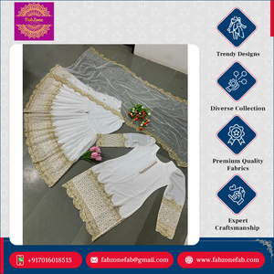 Nouvelle collection FABZONE, vêtements de mariage indiens et pakistanais pour femmes, Kurti Sharara en faux georgette de haute qualité à manches longues - Product Image 6