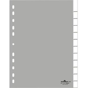 Separadores de Archivos Duraderos de Polipropileno Gris DIN A4 con 12 Pestañas de Índice, Accesorio Premium para Organizar sus Archivos - Product Image 1