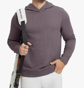 Sweat à capuche de golf athlétique pour homme, hiver, chaud, léger, polaire, poche kangourou, taille XXS, texture quadrillée, uni - Product Image 2
