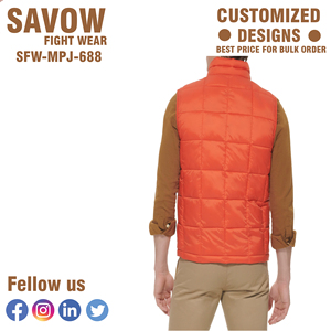 เสื้อกั๊กพัฟเฟอร์ผู้ชายคุณภาพสูง แบบสั่งทำพิเศษ ระบายอากาศได้ดี แบบเย็บติดกัน ดีไซน์ใหม่ สีพื้น น้ำหนักเบา แขนครึ่ง - Product Image 4