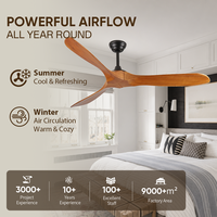 Ventilateur de plafond en bois de 60 pouces sans lumière avec télécommande, en stock aux États-Unis, ventilateur moderne à moteur DC pour patio, chambre et salon
