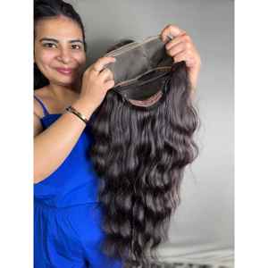 Perruque en cheveux humains vierges indiens avec fermeture en dentelle 4x4, texture ondulée, nœuds blanchis, longueurs disponibles 12 32 34 36 38 pouces - Product Image 1