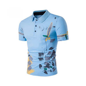 เสื้อโปโลผ้าฝ้ายโพลีเอสเตอร์สำหรับผู้ชายเสื้อกอล์ฟแขนสั้นออกแบบได้เองผ้าแคนวาสกันรอยยับ - Product Image 1