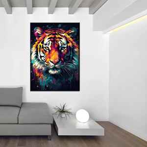 Impression sur toile Tigre Vibrant - Décoration murale moderne, encadrée style galerie - Product Image 1