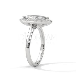 Design inspiré de la mode en argent sterling 925 avec coupe marquise améliorée de Leb Grown avec diamant Halo VVS Clarity - Product Image 5