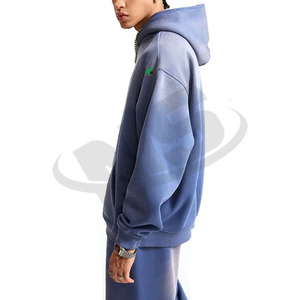 High Quality Heavyweight Acid Washed Solid Streetwear Fleece Tracksuit Men Elastic Waist Hoodie Jogger Two Piece Breathable - Product Image 3