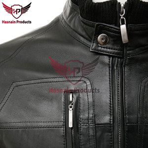 Chaqueta de Motero Casual para Hombre, Estilo Vintage, de Piel de Cordero Genuina, Negra, Resistente al Viento, Ecológica, para Invierno - Product Image 2