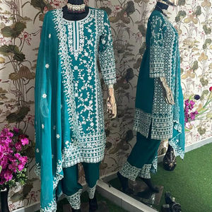 ชุดคอลเลกชั่นอินเดียคอลเลกชั่นผ้าจอร์เจียเทียมพร้อมงานปักลำดับงานสำหรับผู้หญิงชุดงานเทศกาลล่าสุด - Product Image 1