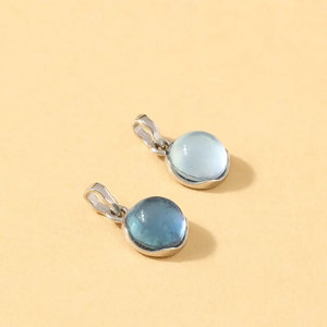 Colgante de Joyería HARI OM CREATIONS al por Mayor, Vintage, de 8 mm, con Calcedonia Aqua en Forma de Flor, Engastado en Latón Plateado con Plata, Certificado IGI - Product Image 3