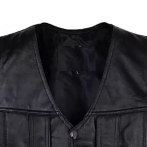 Haute qualité en cuir noir hommes gilet nouvelle dernière conception 2025 hommes gilet en cuir/moto en cuir gilet avec logo personnalisé - Product Image 4