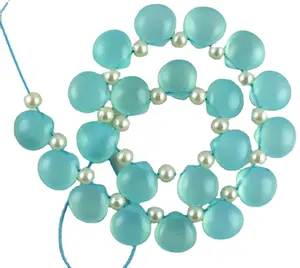 Gladde Hartvorm Natuurlijke Aqua Chalcedoon Edelsteen Briolette Kralen Topkwaliteit Diy Ketting Baby Hanger