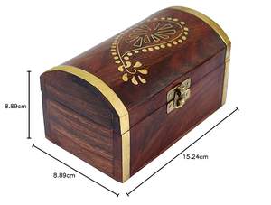 Joyero de madera hecho a mano para mujer, organizador de joyas, artículos de regalo de 6 pulgadas - Product Image 3