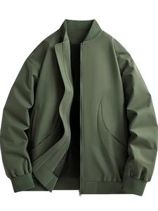 Men Bomber Jacket Waterproof Windproof Breathable Fleece <b>Lined</b> Thick Zipper Stand Collar Casual Winter <b>Coat</b> Polyester OEM Custom - Product Image 1