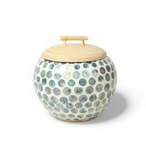 โถประดับมุกทำมือ ภาชนะเก็บของฝังเปลือกหอย สำหรับตกแต่งชั้นวาง โต๊ะ และบ้าน - Product Image 4