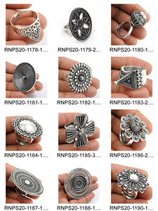 Anillo con forma de cojín de aspecto artesanal de Plata de Ley 925 sólida, joyería hecha a mano de plata grabada, precio al por mayor, proveedores a granel India - Product Image 5