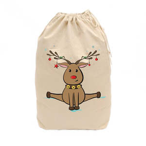 <b>Christmas</b> Reindeer Santa <b>Sack</b> Elegant Gift Bags for Festive Holiday Gifting - Product Image 1