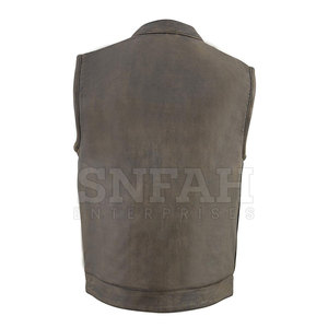 Meilleure vente en gros de haute qualité respirant séchage rapide décontracté hommes en cuir véritable gilet bouton décoration col en v grande taille - Product Image 2