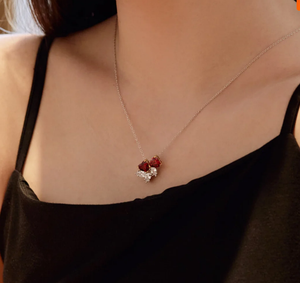 Collier délicat avec pendentif en forme de cœur rouge, diamants moissanite VVS, or 925, style hip-hop - Product Image 2