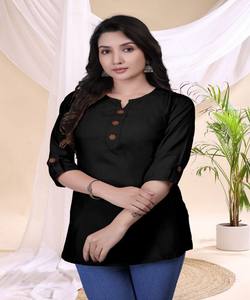 Kurta en coton FANCY TESLA, bouton sur le devant, à porter uniquement pour le travail, usage quotidien, séchage rapide, en stock, multi-couleurs - Product Image 3