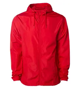 Toptan yeni en popüler Zip Up düz rüzgarlık ceket kırmızı renk boş kapüşonlu hafif yağmurluklar ile çalışma için