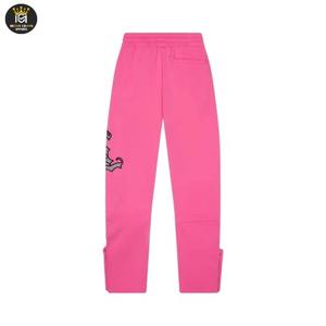 Survêtement à capuche à cordon de serrage en tissu respirant écologique rose uni à manches longues avec strass pour la saison hivernale - Product Image 5