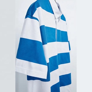Nouveau design à manches courtes personnalisées-Vente en gros de polos d'été pour hommes à rayures 100% coton avec impression de broderie avec logo personnalisé - Product Image 6