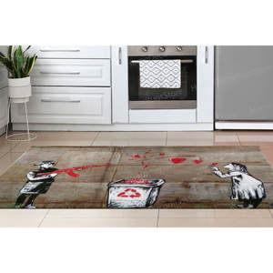 Tapis imprimé moderne Banksy Love, tapis antidérapant pour salon, avec tapis doux à poils - Product Image 5
