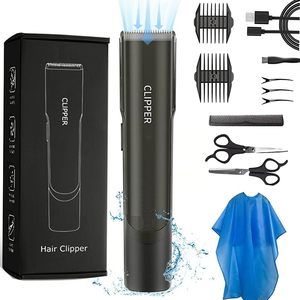 Kit de tondeuses à cheveux sans fil professionnelles pour hommes, tondeuse à barbe puissante avec aspiration des cheveux, alimentation par batterie américaine - Product Image 1