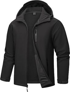 Chaqueta con capucha Softshell de lona impermeable y ligera para hombre, cortavientos con forro polar para invierno, senderismo al aire libre, cuello levantado - Product Image 2