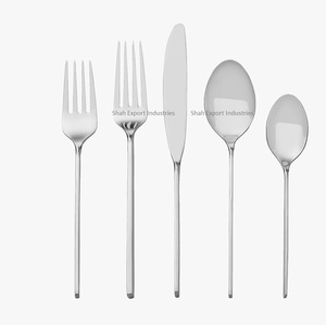 Amazing Design Silver <b>Stainless</b> <b>Steel</b> <b>Cutlery</b> Set with Long Handles for Home Hotels Wedding Dinnerware Flatware set - Product Image 1