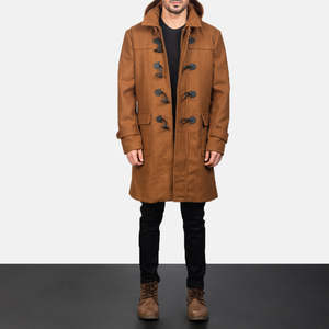 Manteau parka en laine pour homme, coupe slim, style décontracté, motif trench et blazer, couleur kaki Drake - Product Image 1