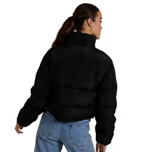 Blouson Bomber Long d'Hiver Noir Personnalisé pour Femme, 100% Polyester Écologique, Coupe-Vent Respirant avec Fermeture Éclair – Vente en Gros - Product Image 6