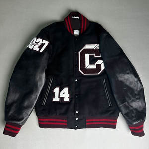 Veste universitaire personnalisée pour homme, veste de baseball d'hiver, bomber, manches en cuir, logo brodé, streetwear du lycée. - Product Image 1