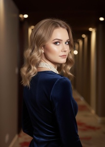 Vestido de Noche de Terciopelo de Manga Larga para Mujer de Estilo Vintage. Terciopelo Azul Zafiro Opulento Elaborado con Maestría por ODM. Hecho en India - Product Image 4