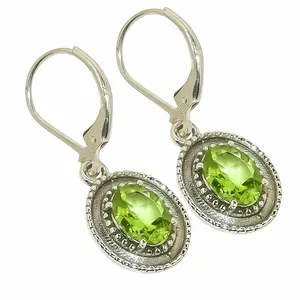 Nouvelle arrivée personnalisable 925 Sterling Silver Russian Lock Boucles d'oreilles Vintage Flower Shape Fine Jewelry Natural Peridot Diamond - Product Image 1