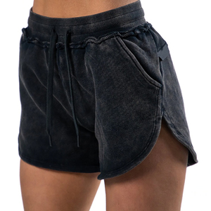 OEM personnalisé vente en gros été coton français éponge multi couleurs taille haute femmes Shorts sueur Gym Shorts lavage à l'acide Jogger Shorts - Product Image 2