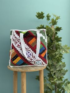 Vente en gros de sacs cabas matelassés en coton pour femmes, sacs à provisions personnalisés à motifs patchwork imprimés, sacs de voyage à usage quotidien, à la plage, idée cadeau - Product Image 5