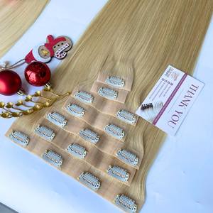 Vente flash - Extensions de cheveux humains en clip, style lisse, cheveux vietnamiens Remy de qualité 12A, trame unique - Product Image 1