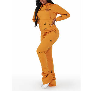 ชุดจ็อกเกอร์แบบวางซ้อนกันของผู้หญิงผ้าถักแบบลำลองคอตั้งดีไซน์ตามต้องการสำหรับฤดูหนาว - Product Image 3