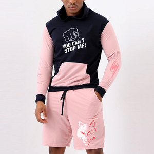 Hombres High Street Impreso Otoño Moda Peso Pesado Transpirable Secado rápido Suelto Casual Sudadera con capucha y corto Fitness Hombres Conjuntos - Product Image 1