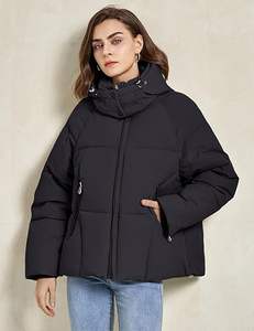 Veste matelassée chaude d'hiver pour femmes chauffantes avec manches longues Full Zip Solid Pattern Bubble Coat avec poche tricotée - Product Image 3