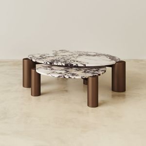 Meilleures ventes Bon prix Vente en gros Verre rond Champagne Finition or Tables-Ensemble table d'appoint et table basse - Product Image 1