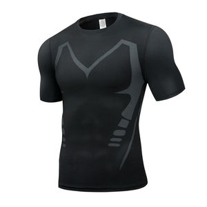 Performance compression t-shirt hommes gym entraînement fitness entraînement couche de base évacuation de l'humidité respirant stretch haut de sport - Product Image 1