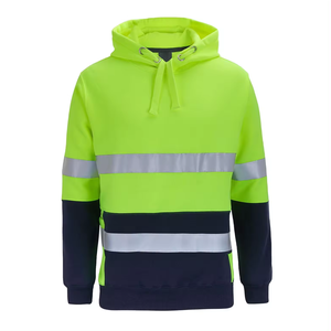 Sudadera con capucha reflectante amarilla de alta visibilidad con cremallera Cinta plateada Ropa de trabajo industrial Sudadera de seguridad - Product Image 3