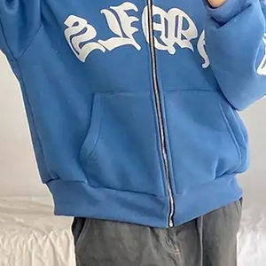 Sudadera con Capucha Personalizada para Hombre, Estilo Otoñal, Gruesa, Holgada, con Bolsillo Bordado, Cierre de Cremallera, Estilo Retro, Lavado Desgastado, Impresión DTG - Product Image 6